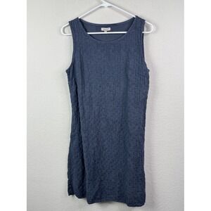 Lina‎ Tomei Made in Italy 100% Linen Dress Mini Sz M Blue Sleeveless Textured